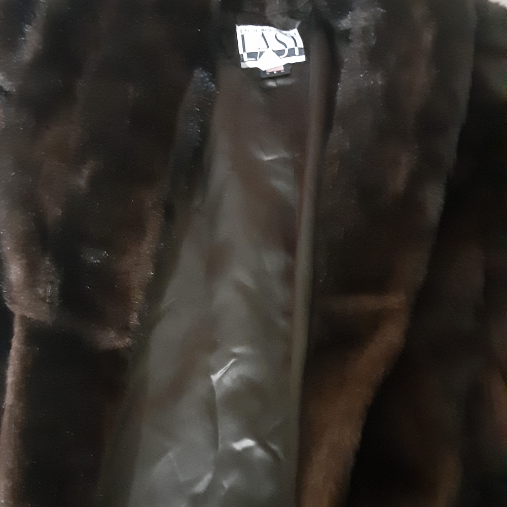 Mahogany Mink faux fur long coat